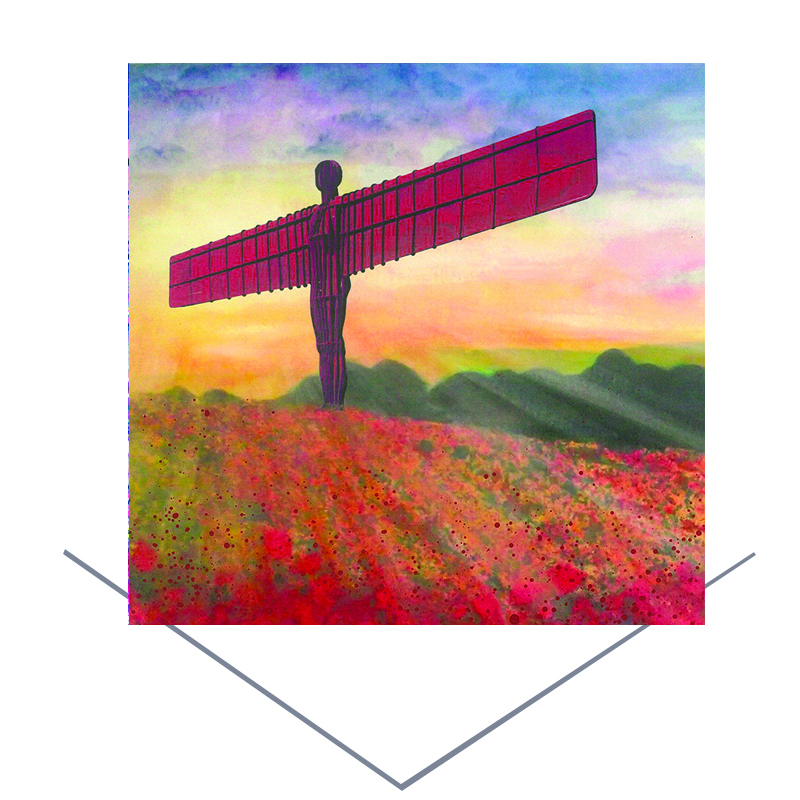 Angel of the North Poppies Greetings Card